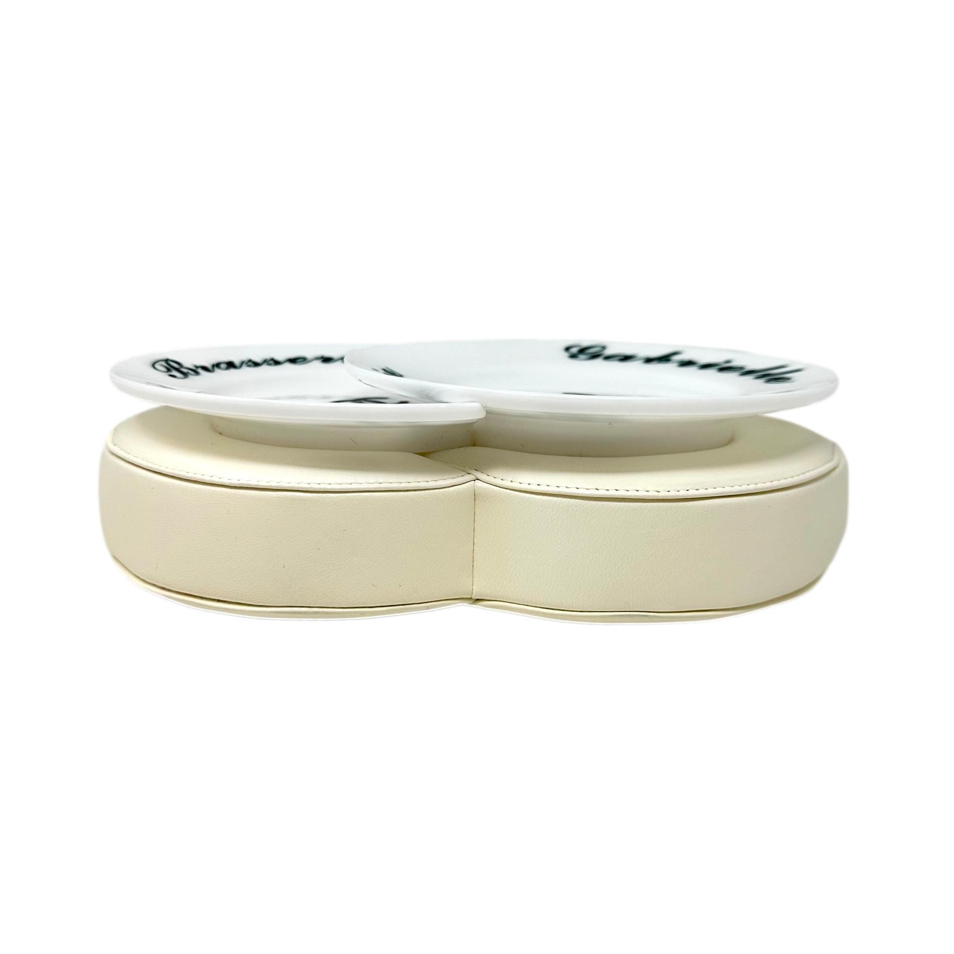 CHANEL White Plexiglass & Calfskin Brasserie Gabrielle Double Plates Clutch In Excellent Condition In Los Angeles, CA