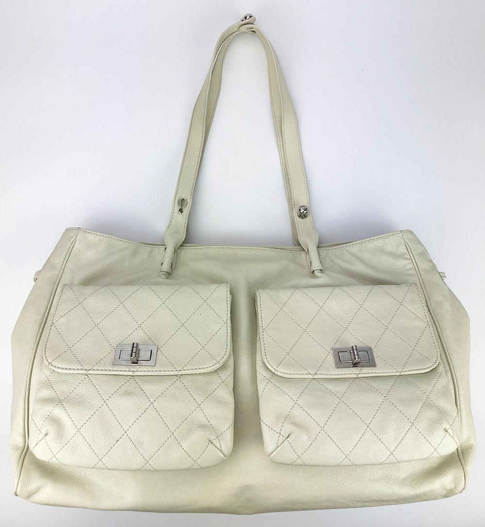 Chanel White Pocket in the City Tote For Sale 11