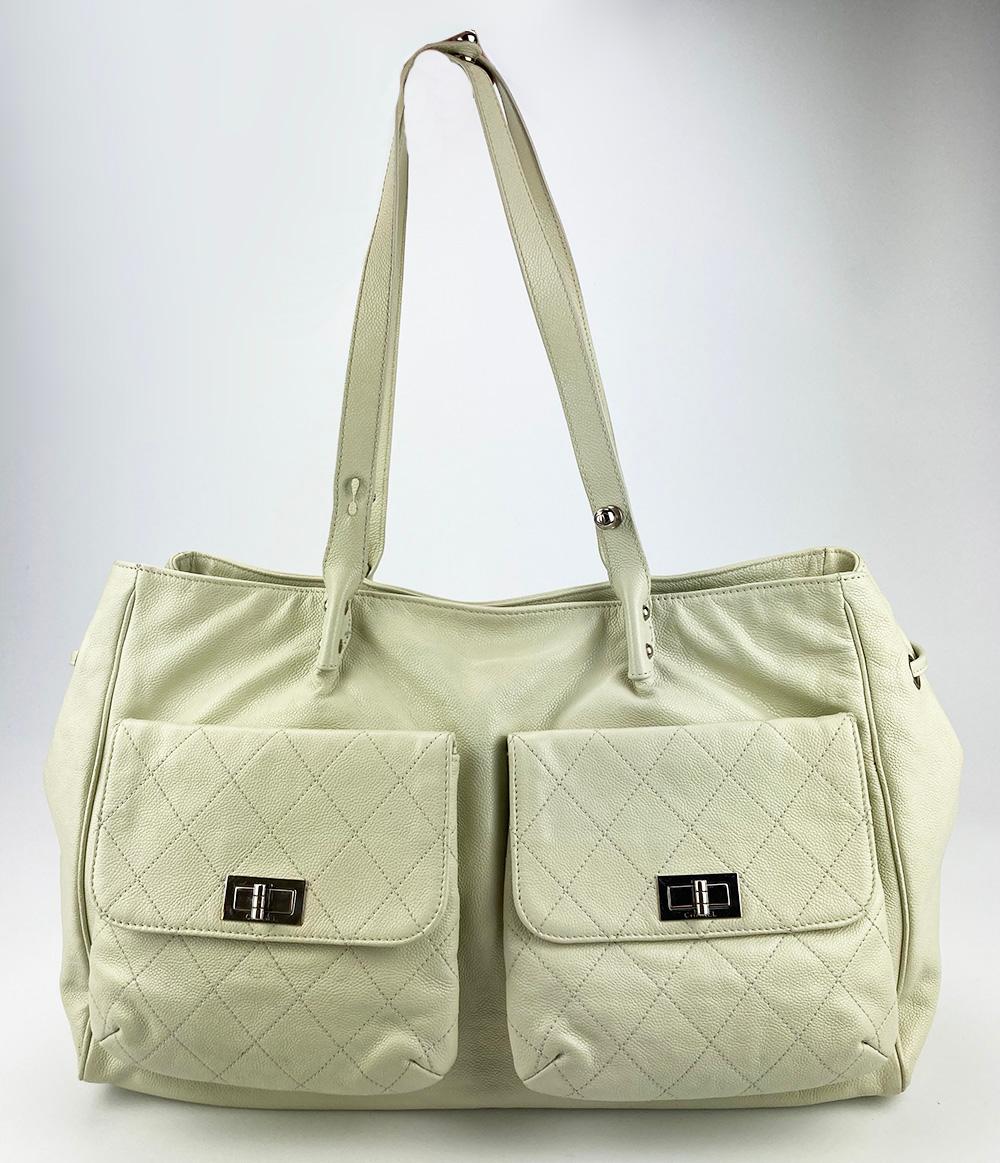 Chanel White Pocket in the City Tote For Sale 12