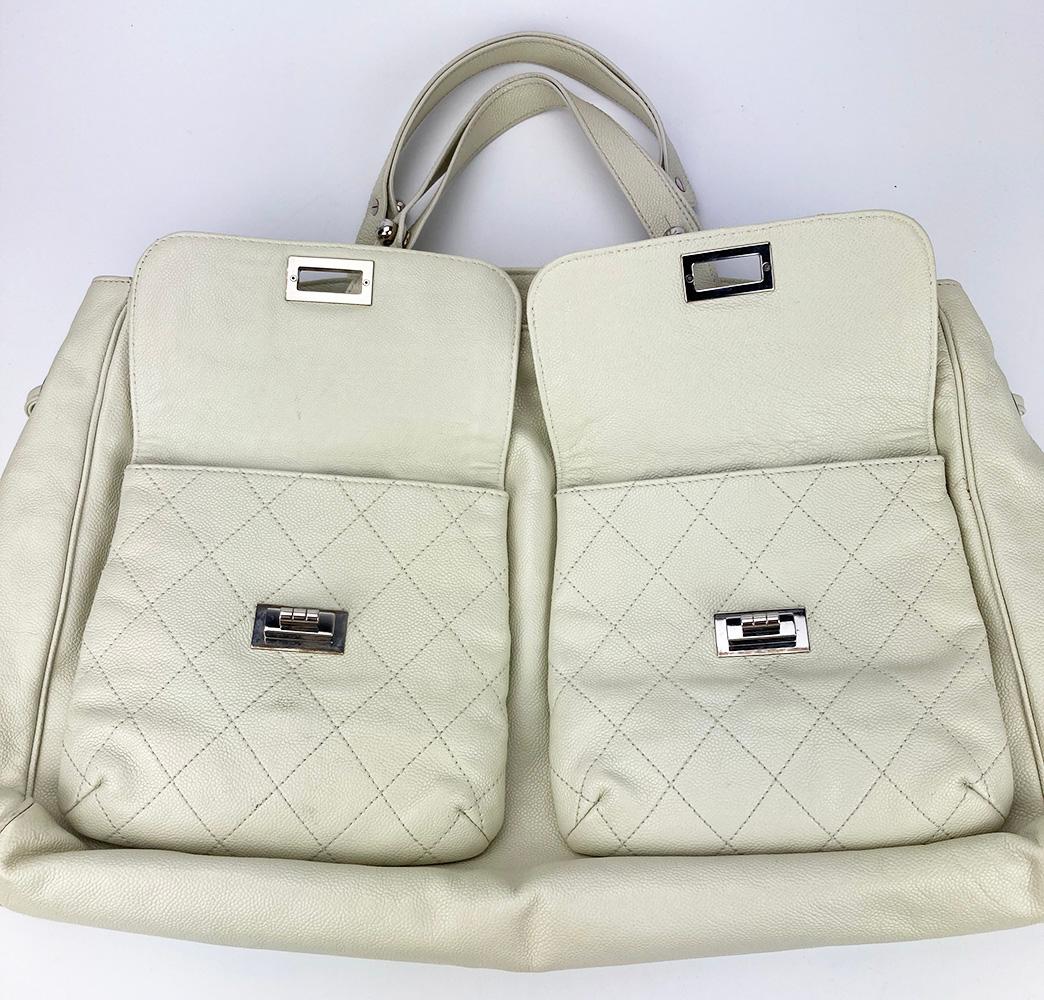 Chanel White Pocket in the City Tote For Sale 2