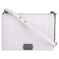 Chanel White Python Large Boy Bag