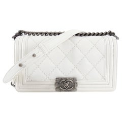 Chanel White Quilt Le Boy Bag Old Medium