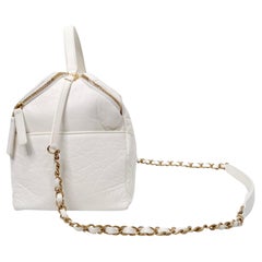 Chanel White Quilted Aged Calfskin Double-Sided Bowling Bag