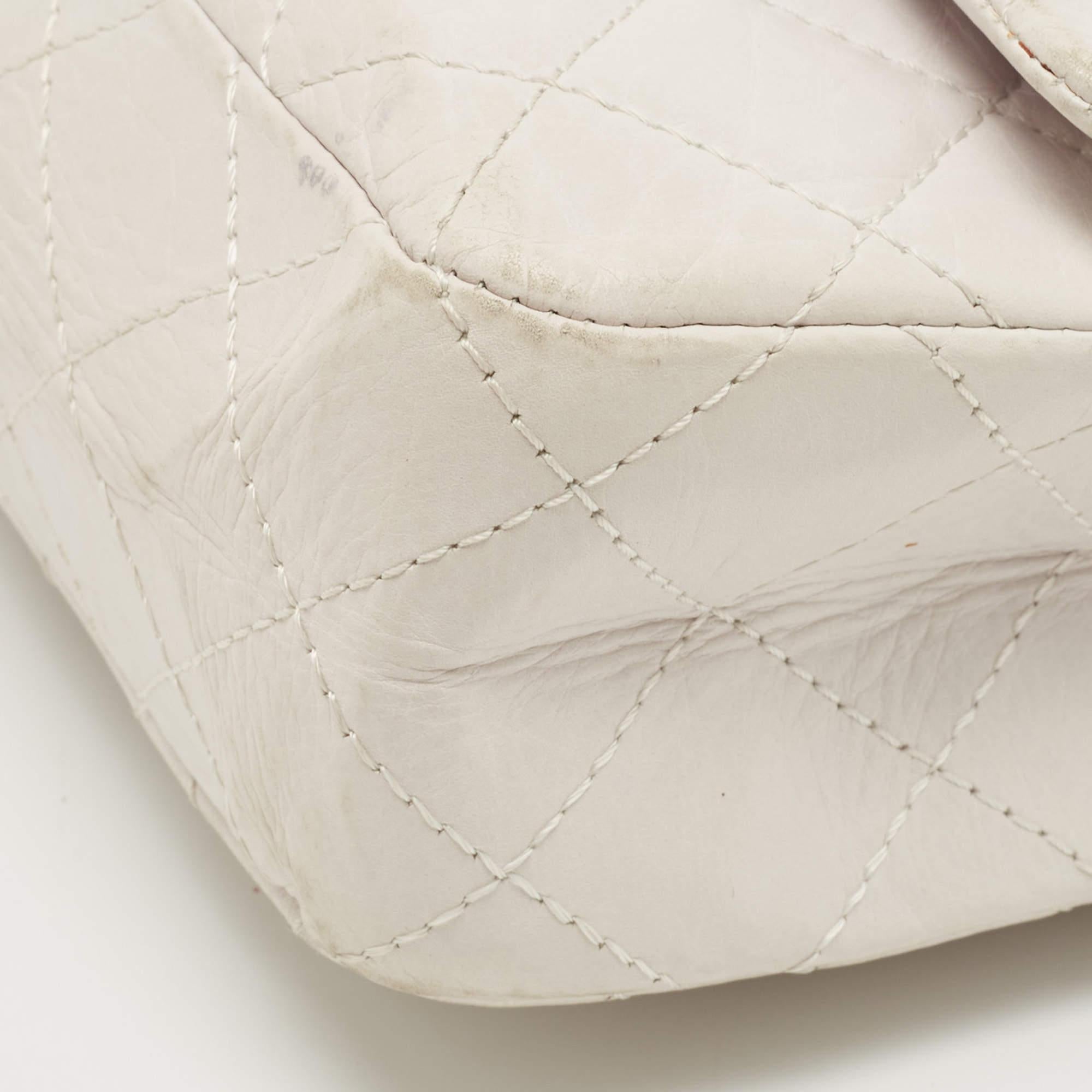 Chanel White Quilted Aged Leather Reissue 2.55 Classic 227 Flap Bag 10