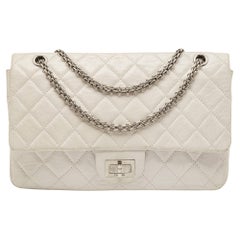 Chanel White Quilted Aged Leather Reissue 2.55 Classic 227 Flap Bag