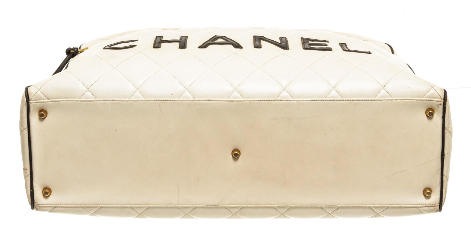 Women's Chanel White Quilted Bowling Bag