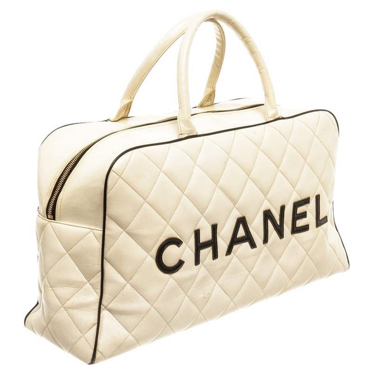 Chanel White Quilted Bowling Bag at 1stDibs