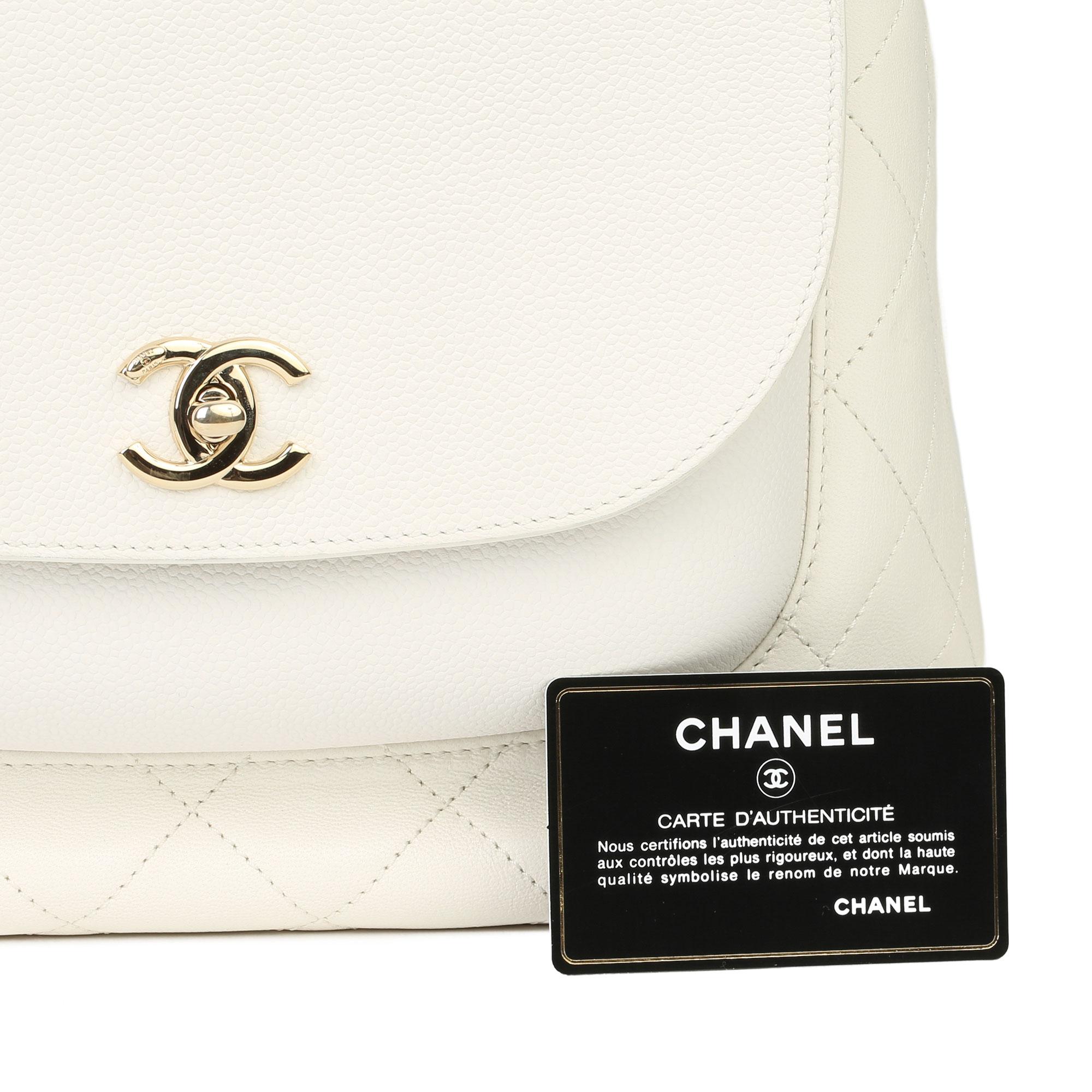 Chanel White Quilted Calfskin & Caviar Leather Classic Tote 4