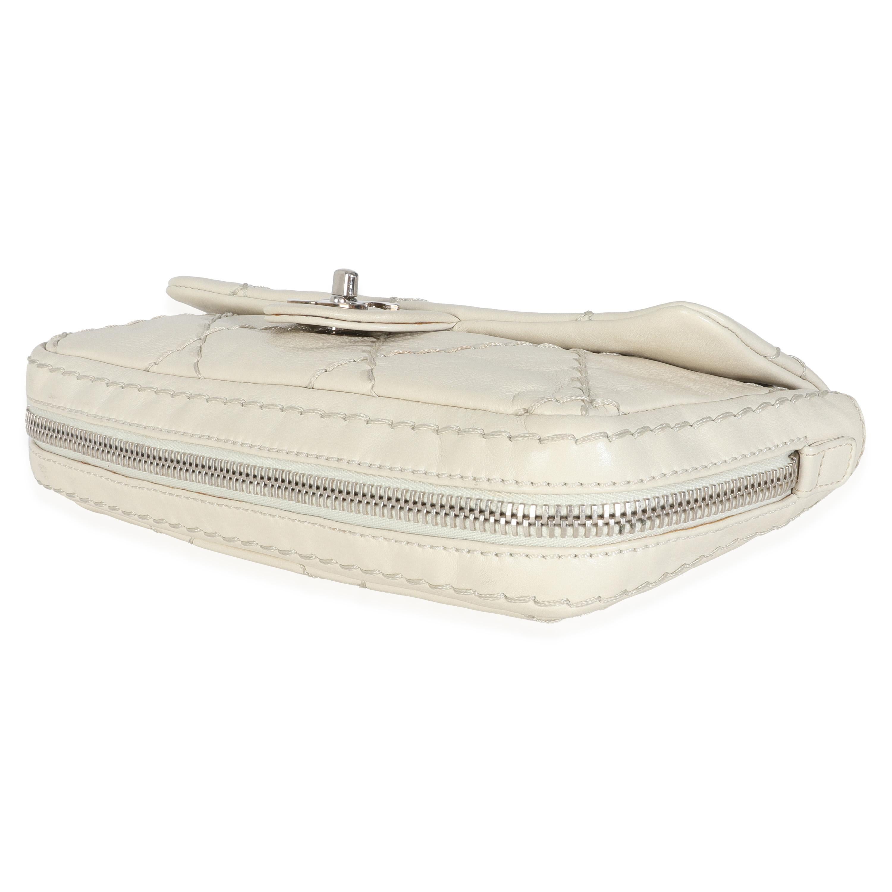 Chanel White Quilted Calfskin Small Ultra Stitch Flap Bag For Sale 1