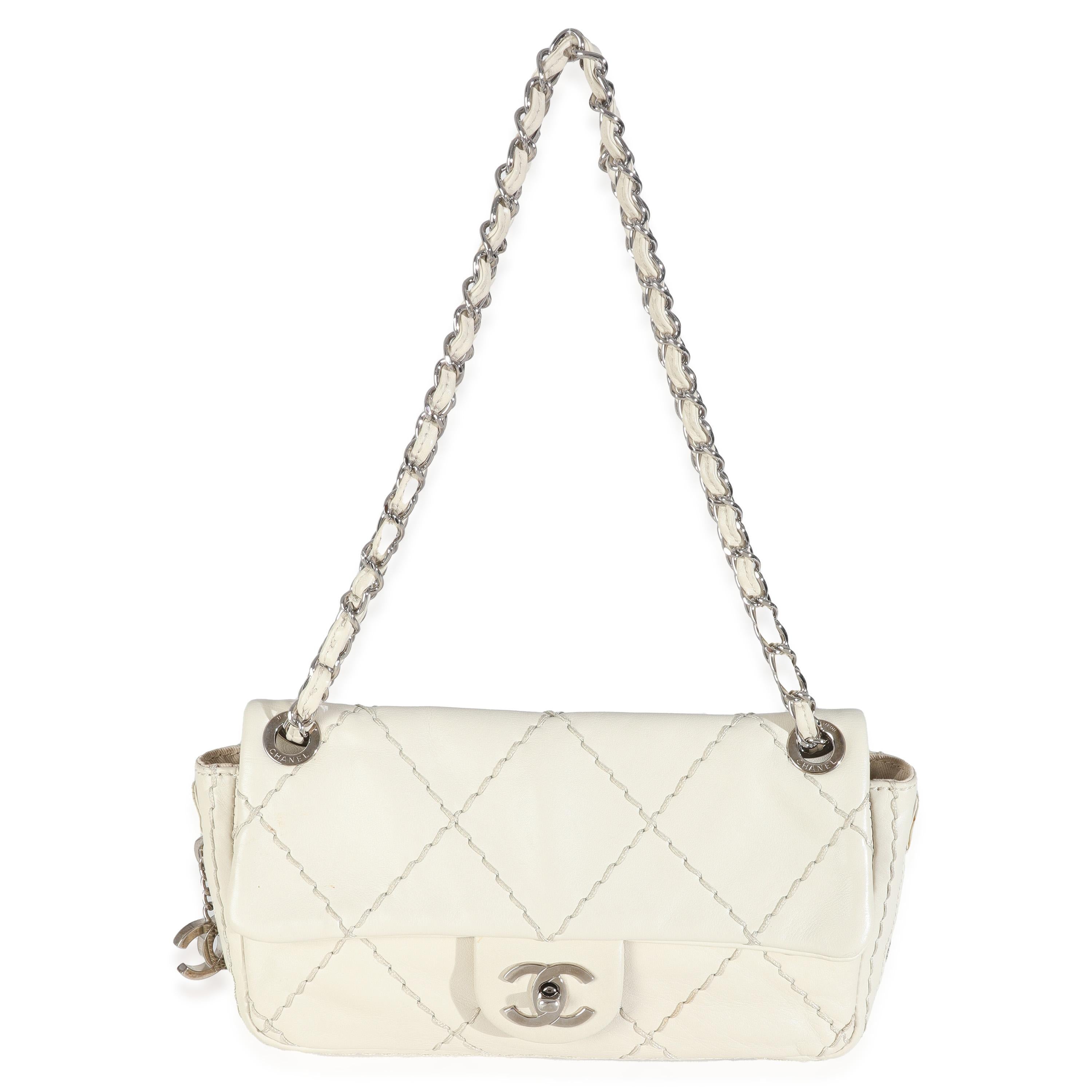 Chanel White Quilted Calfskin Small Ultra Stitch Flap Bag For Sale 2