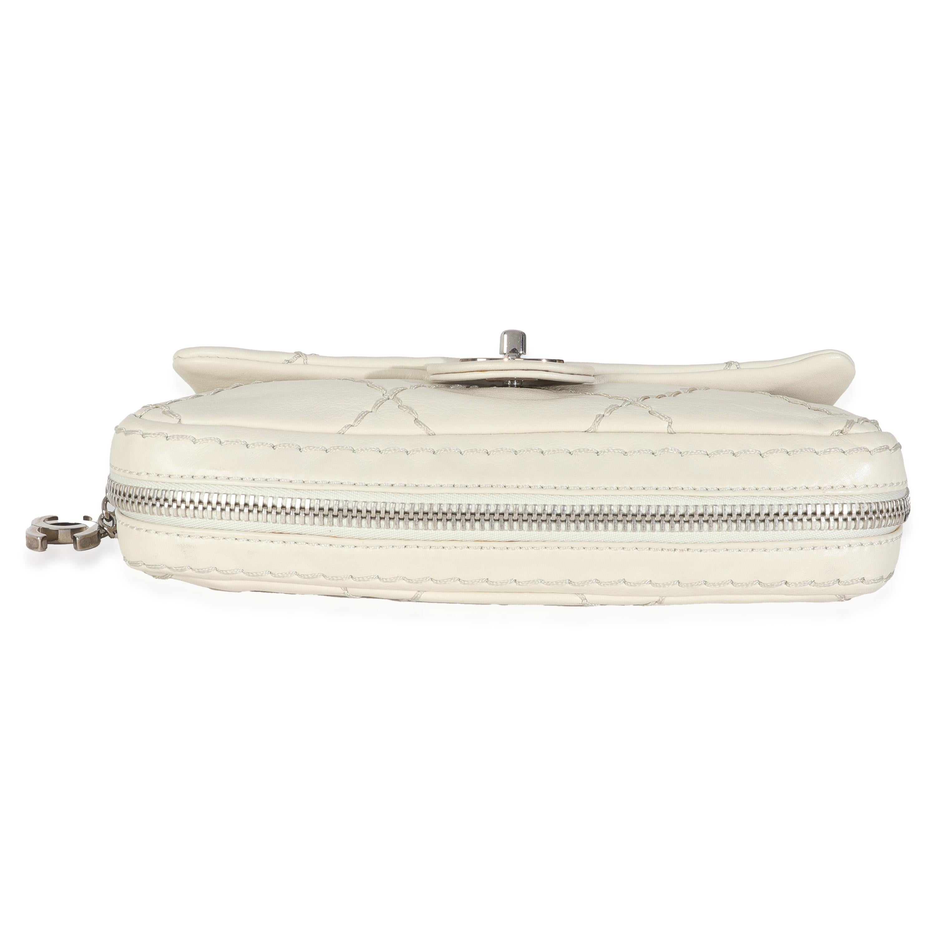 Chanel White Quilted Calfskin Small Ultra Stitch Flap Bag For Sale 4