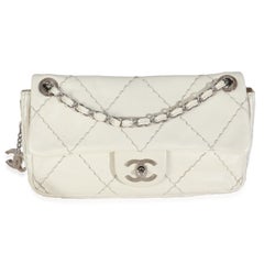Chanel White Quilted Calfskin Small Ultra Stitch Flap Bag