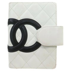 Vintage Chanel White Quilted Cambon Ligne Small Ring Agenda  861965
