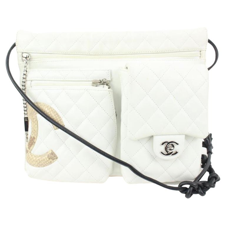 Chanel White Quilted Cambon Waist Pouch Fanny Pack 2way Crossbody 7ck310s  For Sale at 1stDibs