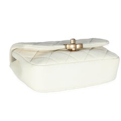 Chanel White Quilted Caviar Chain Melody Waist Belt Bag