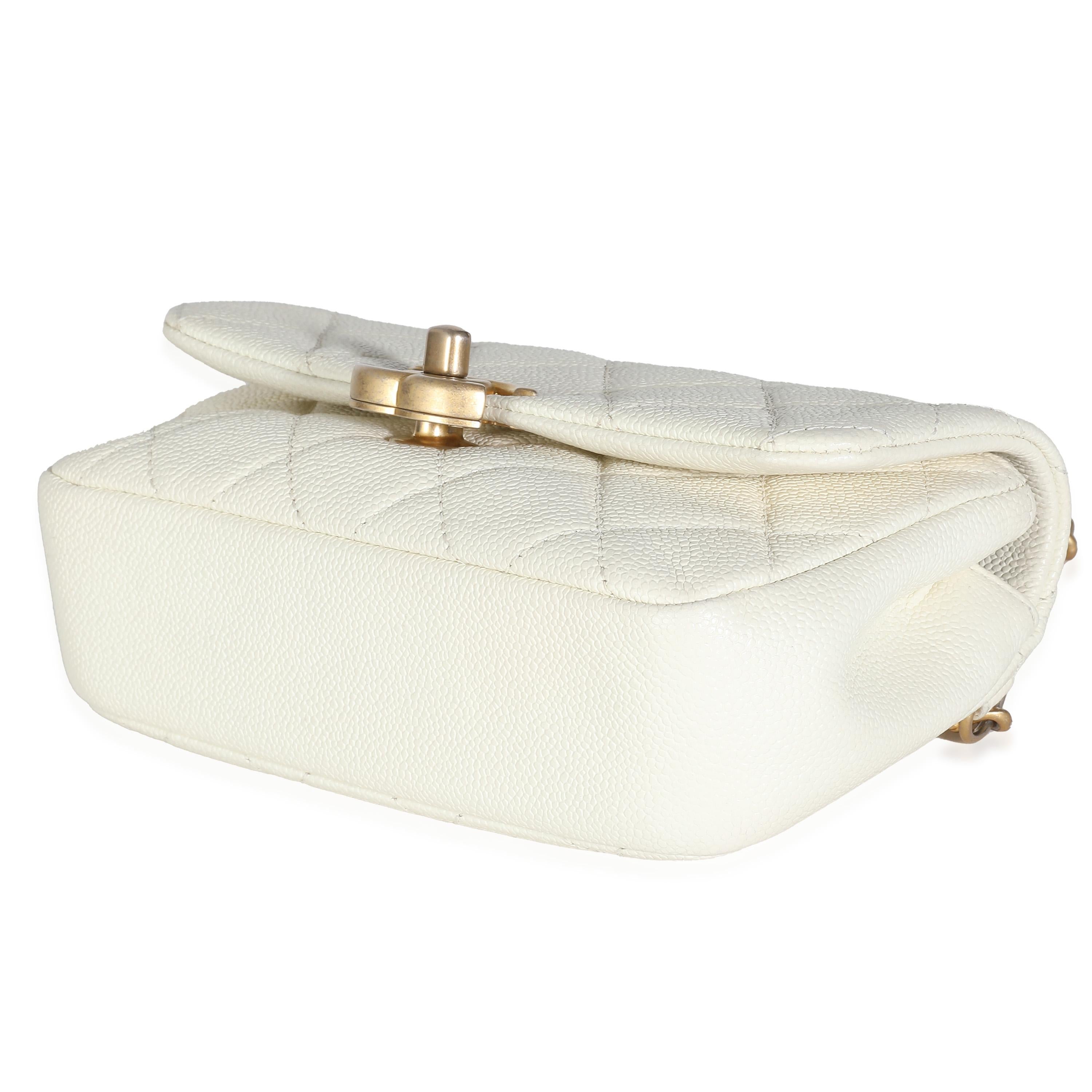 Chanel White Quilted Caviar Chain Melody Waist Belt Bag For Sale 1