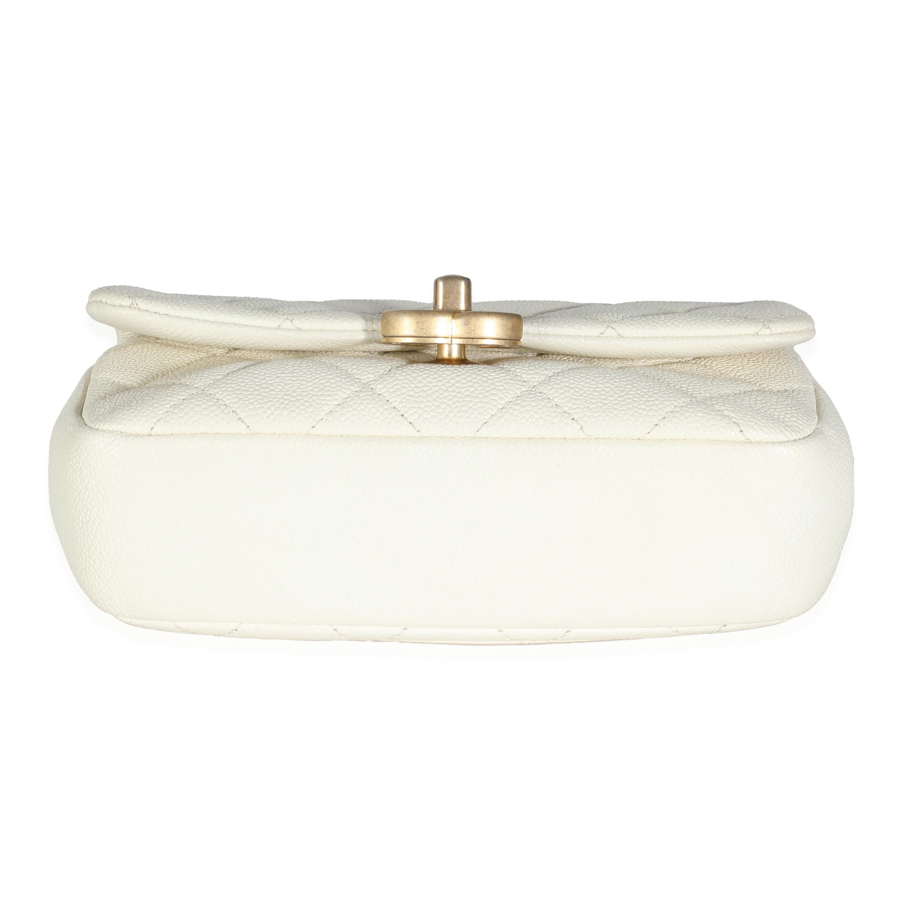 Chanel White Quilted Caviar Chain Melody Waist Belt Bag For Sale 2