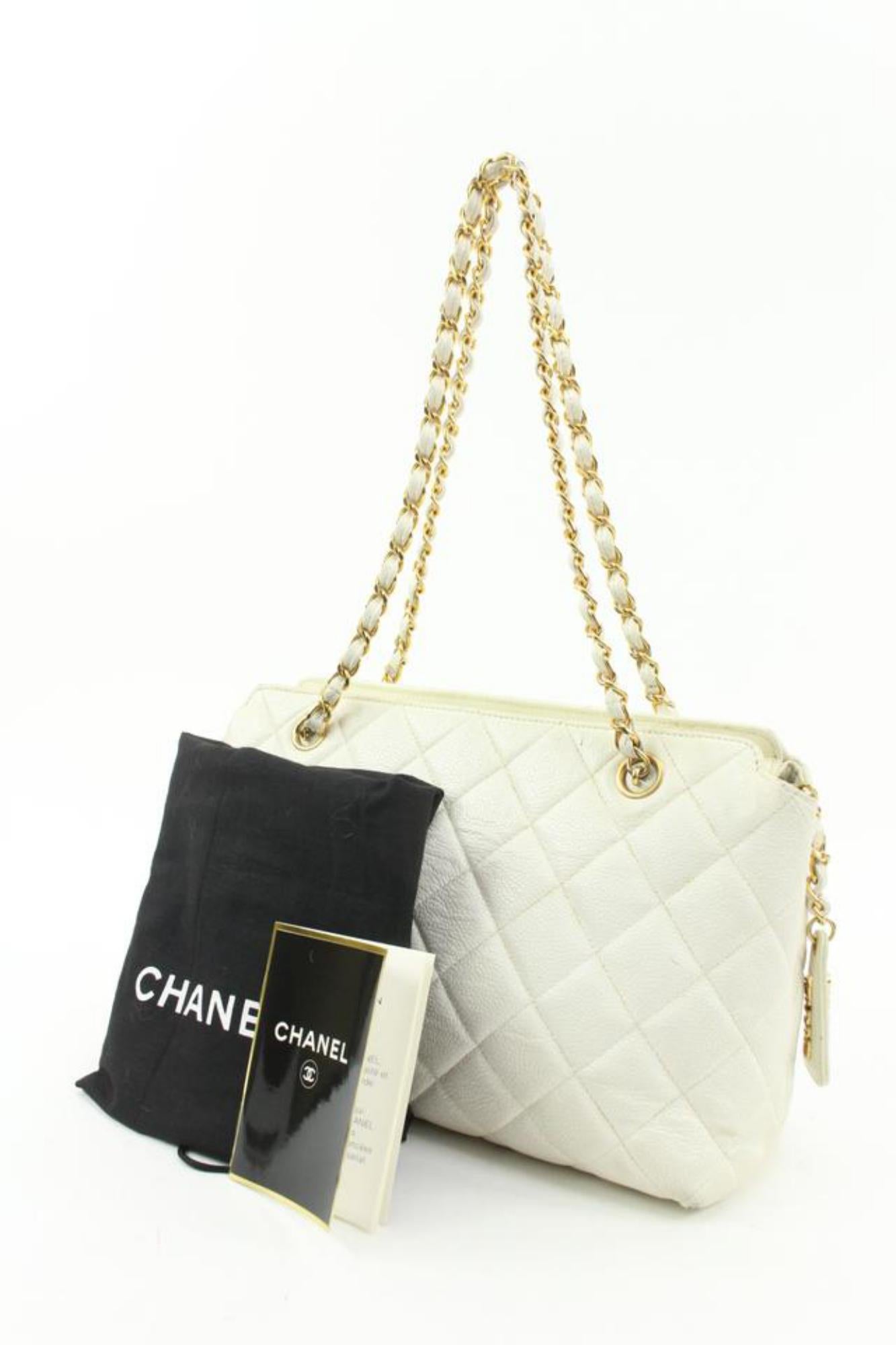 Chanel White Quilted Caviar Gold Chain Shoulder Bag 6ca516 For Sale 6