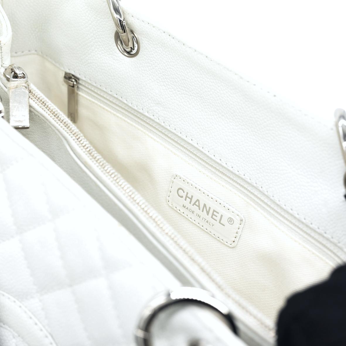 Chanel White Quilted Caviar Grand Shopping Top Handle Tote Bag, 2006 - 2008. 1