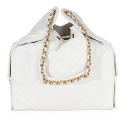 Chanel White Quilted Caviar Large Chanel 25 Hobo