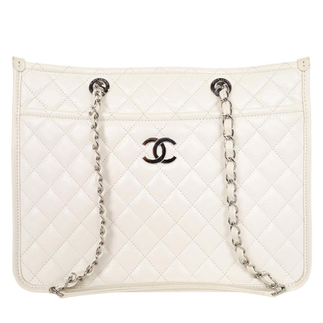 Women's Chanel White Quilted Caviar Leather Handbag 