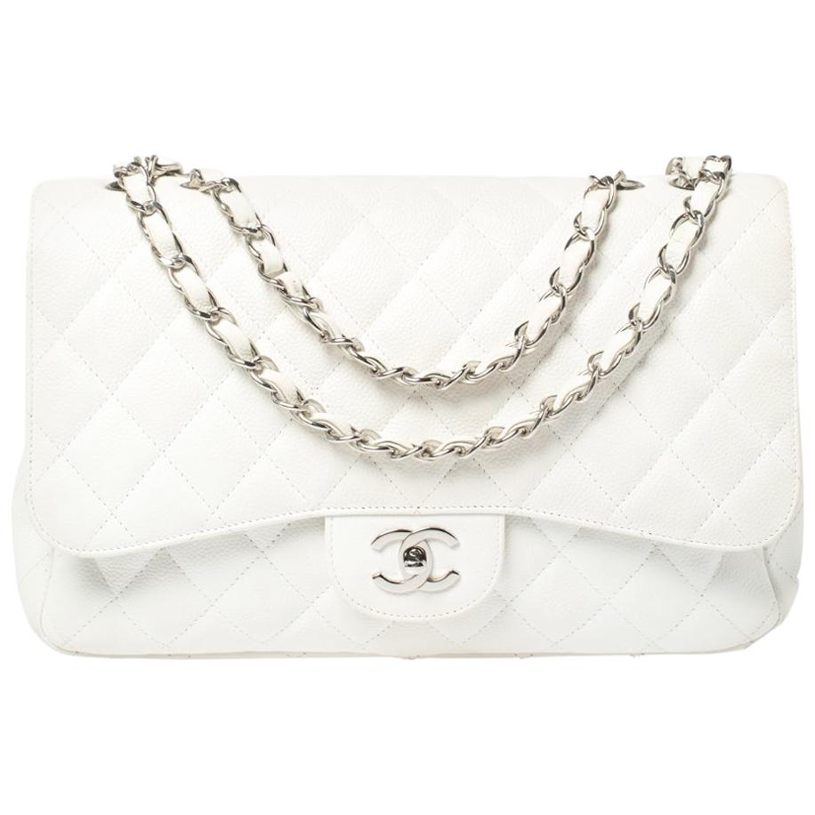 chanel classic white caviar