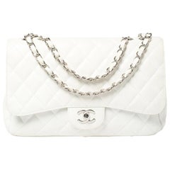 Chanel Jumbo White - 18 For Sale on 1stDibs  white chanel jumbo bag, chanel  white jumbo, white jumbo chanel