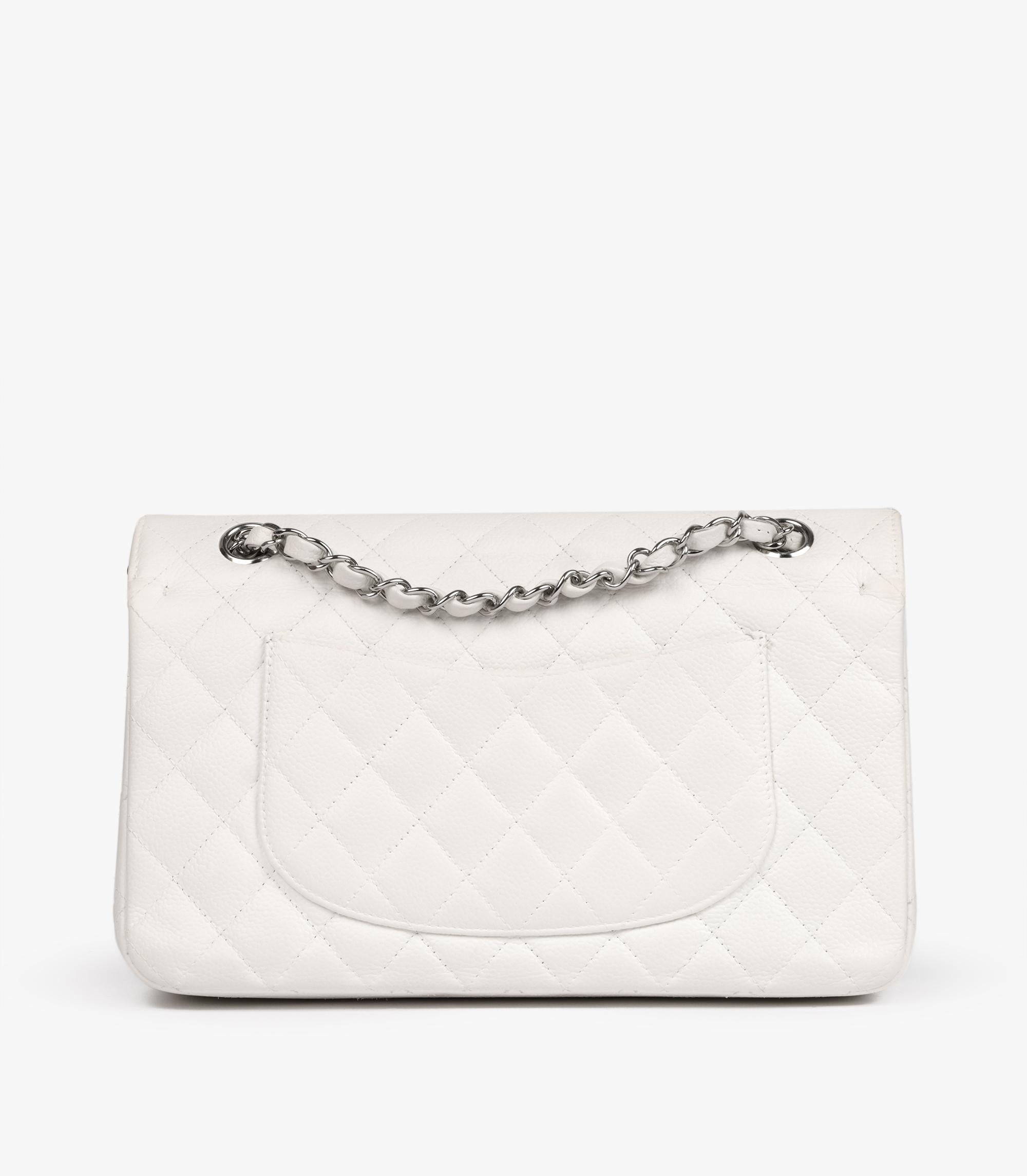 Chanel White Quilted Caviar Leather Medium Classic Double Flap Bag für Damen oder Herren im Angebot