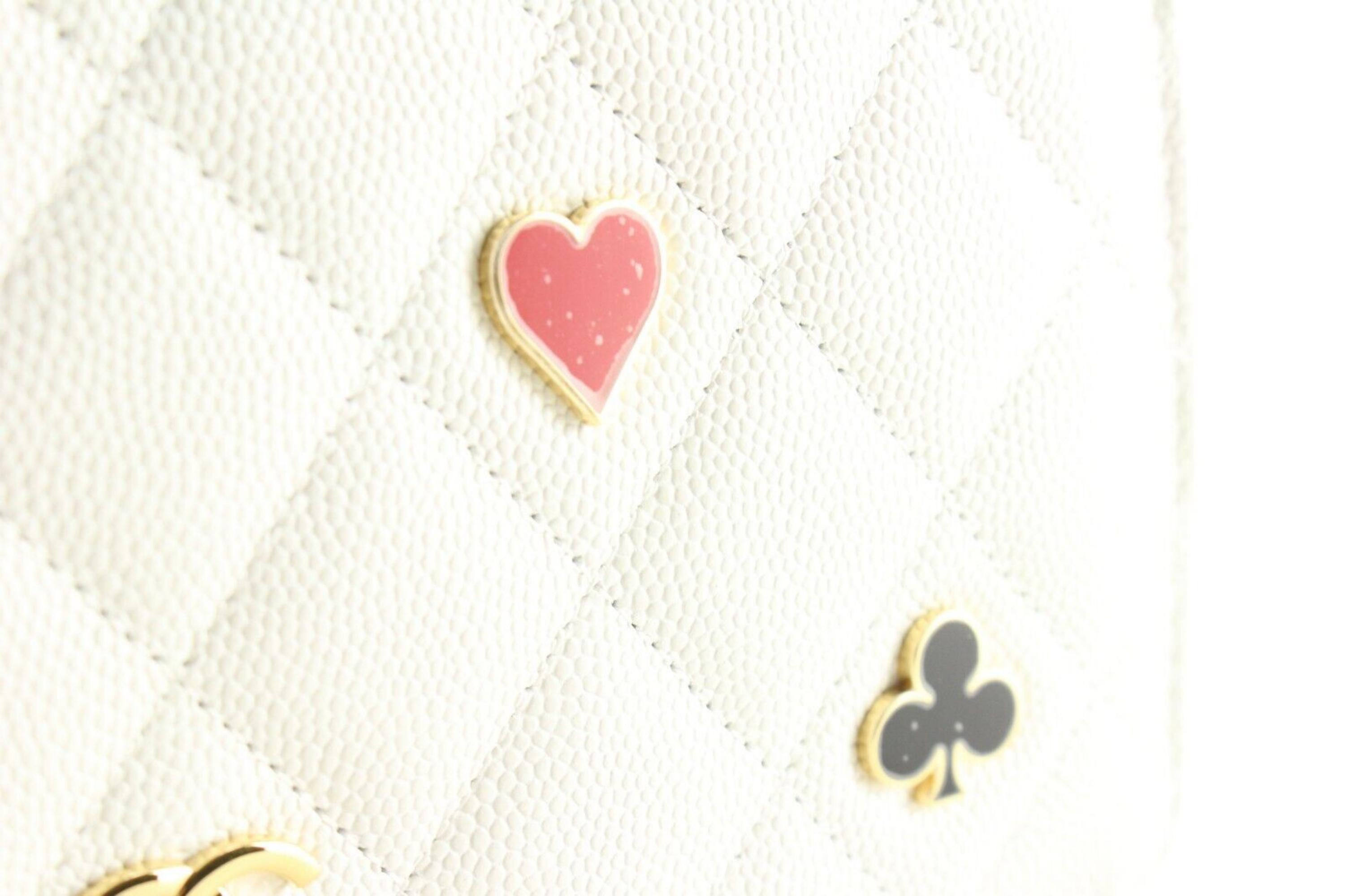 Chanel White Quilted Caviar Leather Poker Card Wallet on Chain GHW WOC 1CK0228 In New Condition In Dix hills, NY