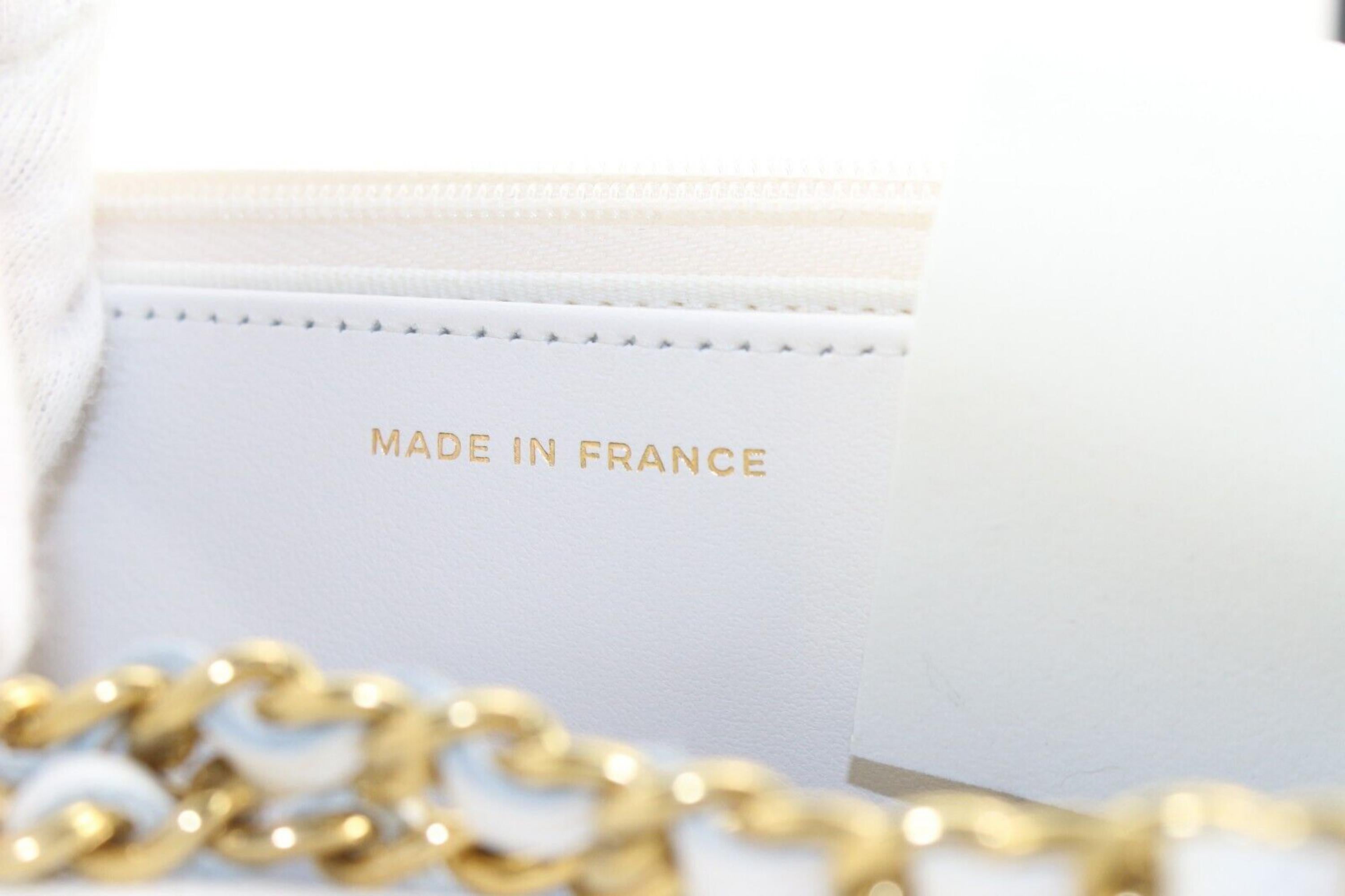 Chanel White Quilted Caviar Leather Poker Card Wallet on Chain GHW WOC 1CK0228 1