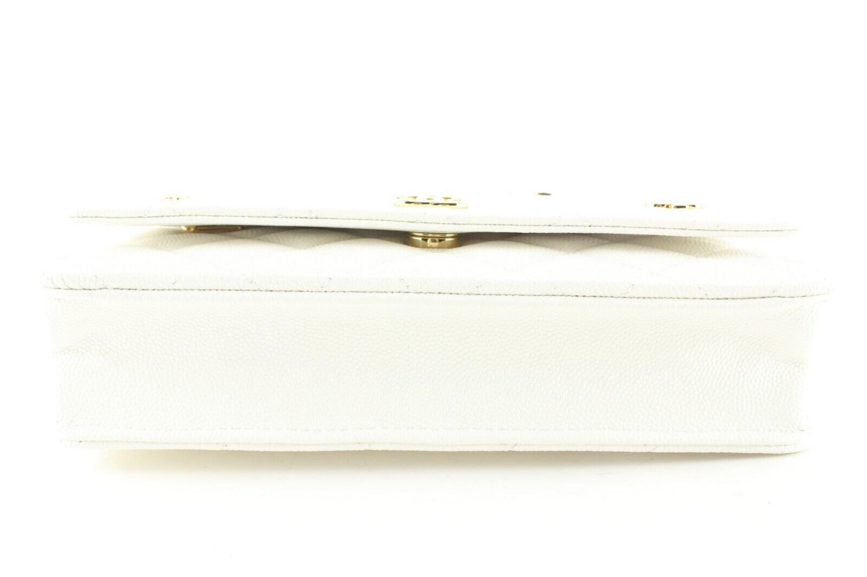Chanel White Quilted Caviar Leather Poker Card Wallet on Chain GHW WOC 1CK0228 2