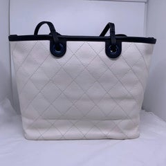 Chanel White Quilted Caviar Leather Shopping Fever Large Tote Bag