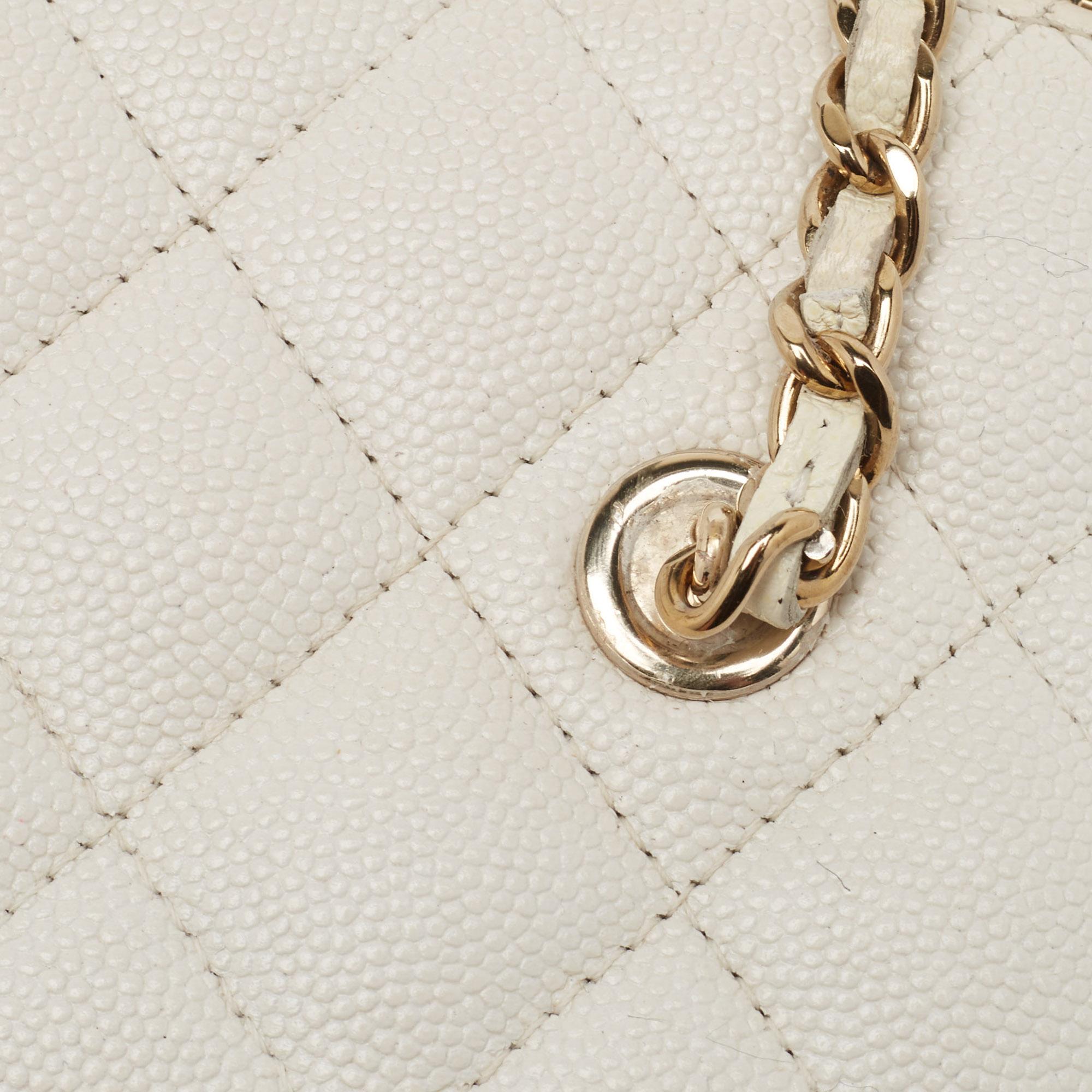 Chanel White Quilted Caviar Leather Small CC Vanity Case Bag 5