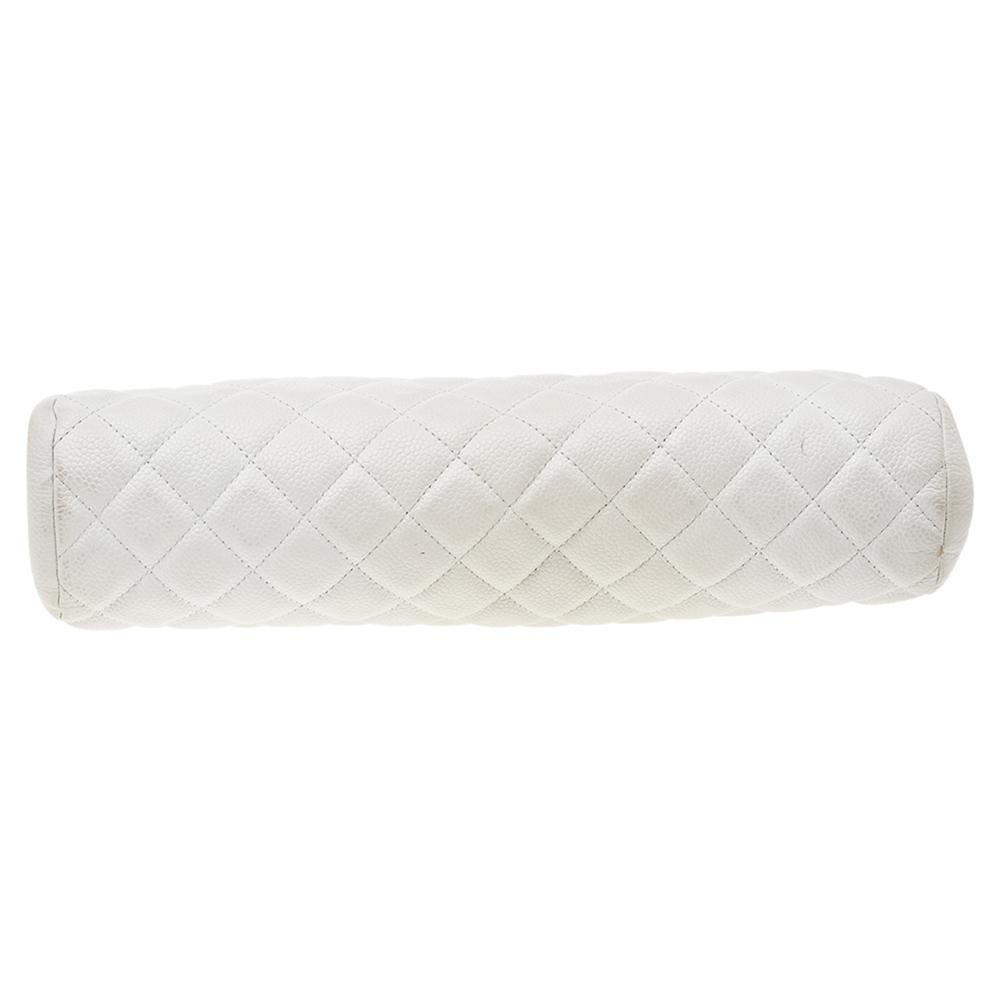 Women's Chanel White Quilted Caviar Leather Timeless Clutch
