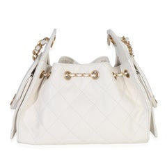 Chanel White Quilted Caviar Mini Chanel 25 Hobo