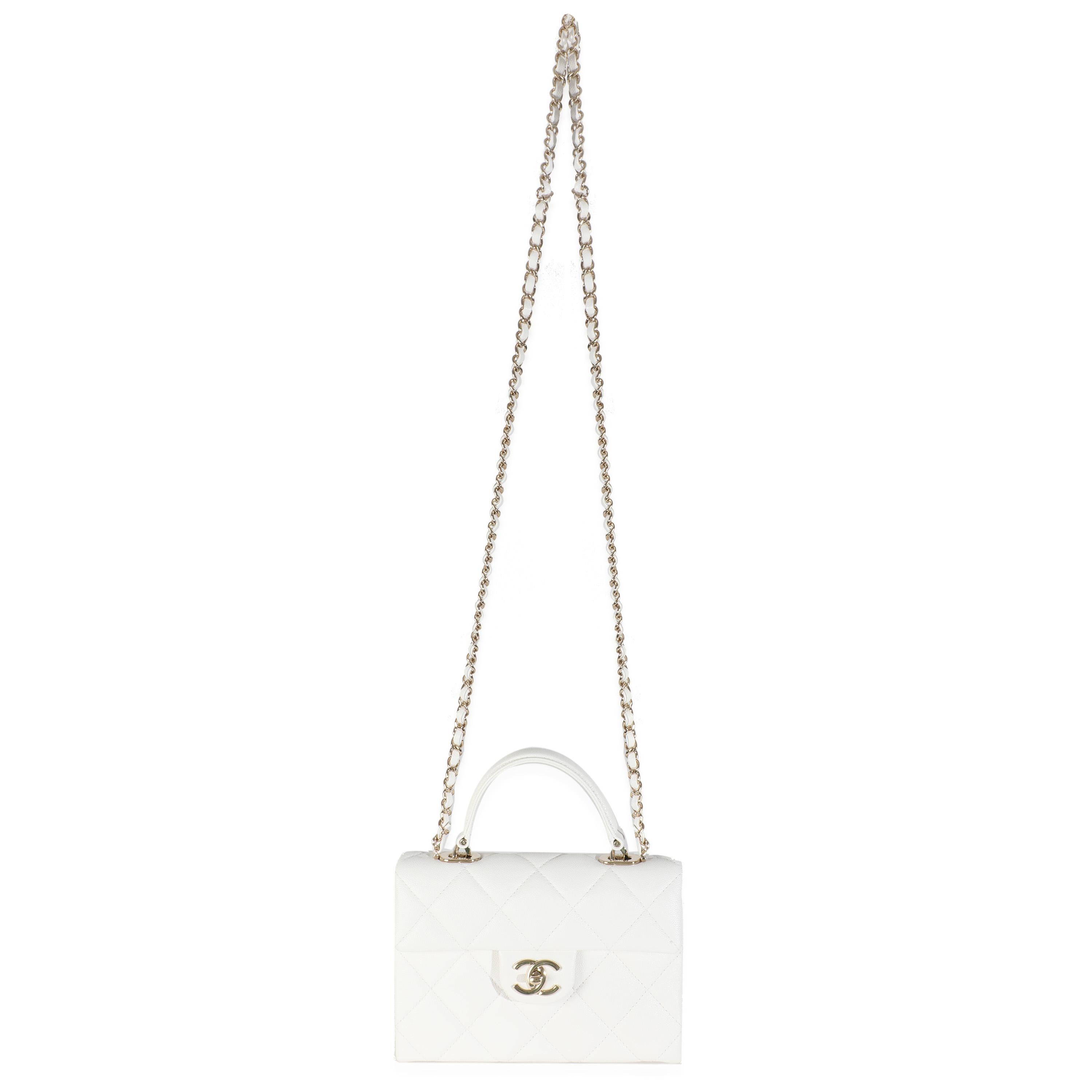 Chanel White Quilted Caviar Retro Twist Mini Flap Bag For Sale 1