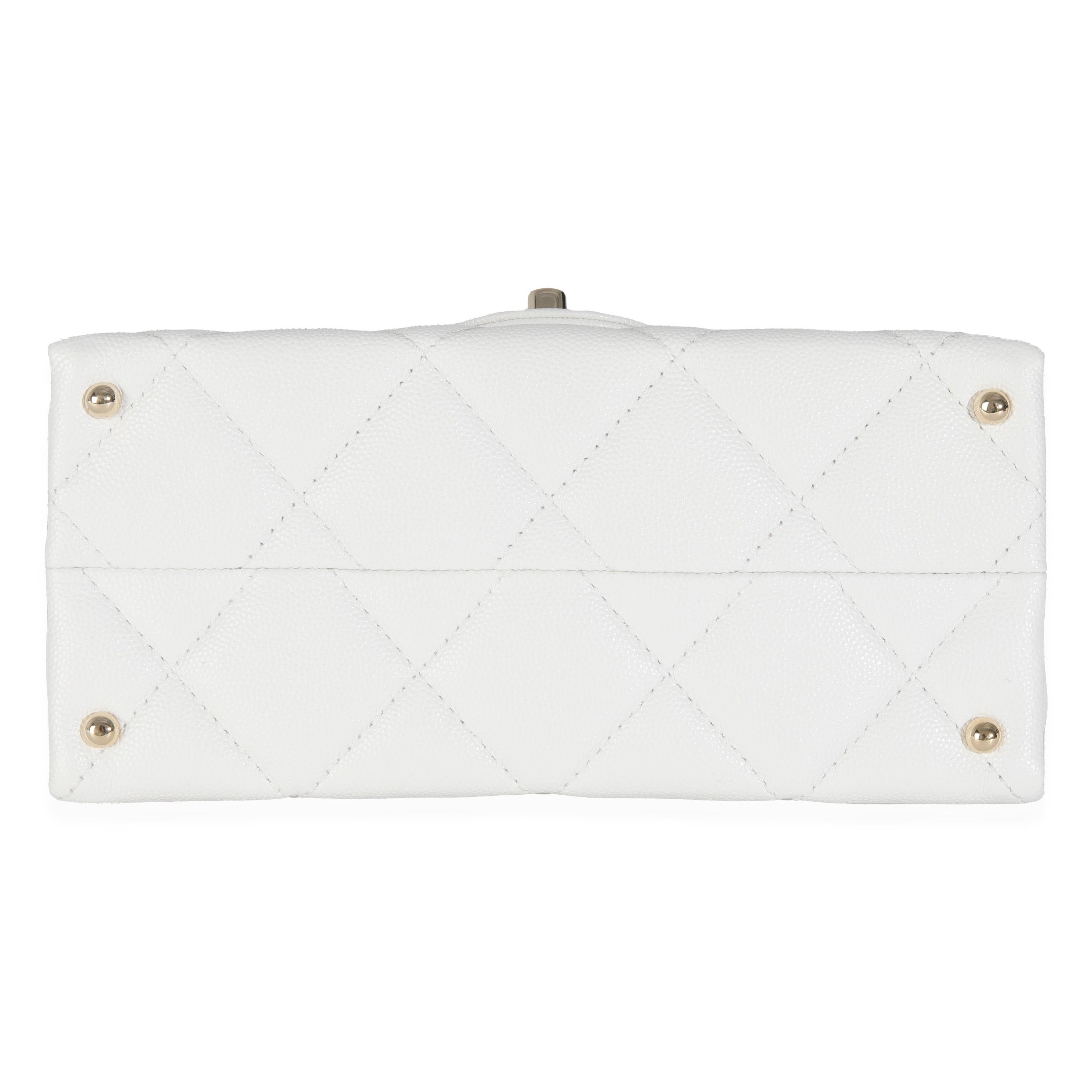 Chanel White Quilted Caviar Retro Twist Mini Flap Bag For Sale 3