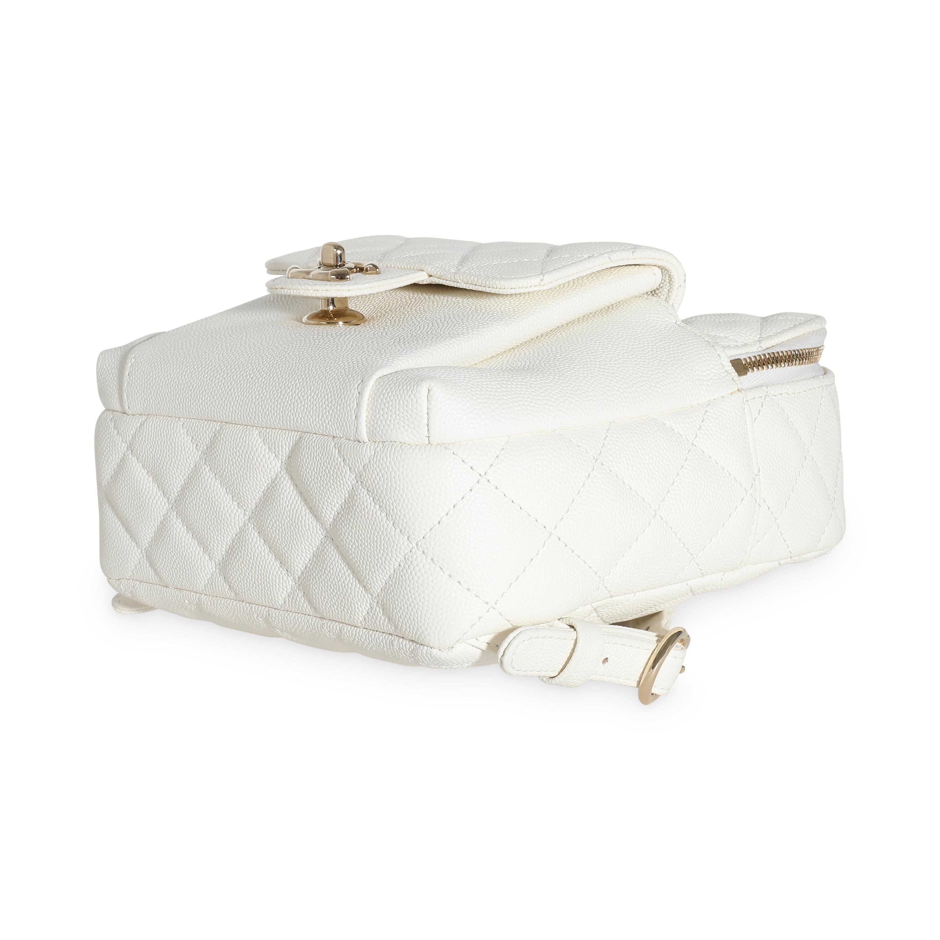 Women's or Men's Chanel White Quilted Caviar Small CC Day Backpack Handbag For Sale