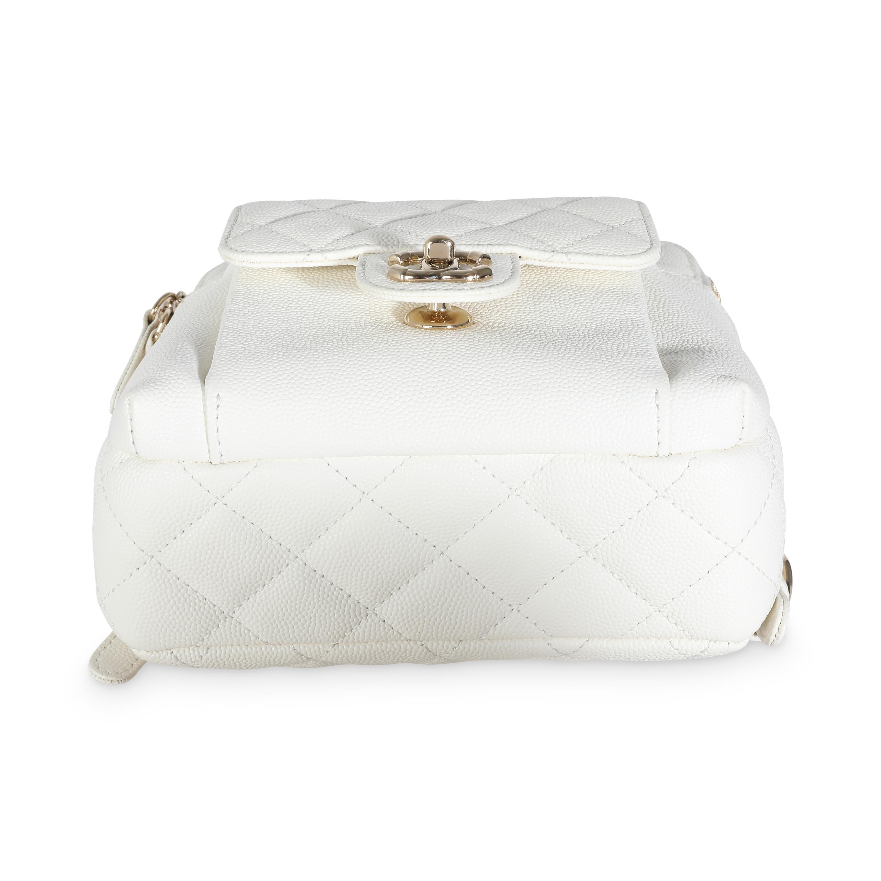 Chanel White Quilted Caviar Small CC Day Backpack Handbag For Sale 1