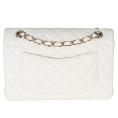 Chanel White Quilted Caviar Small Classic Double Flap Bag