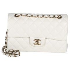 Chanel White Quilted Caviar Small Classic Double Flap Bag