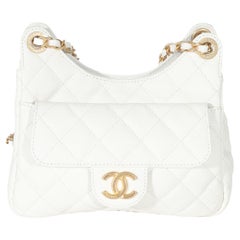 Chanel Caviale trapuntato bianco piccolo ondulato CC Hobo
