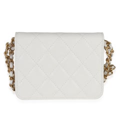Chanel White Quilted Caviar Twist Your Buttons Coin Purse With Chain