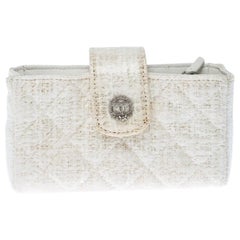 Chanel White Quilted Coated Tweed iPhone Pouch