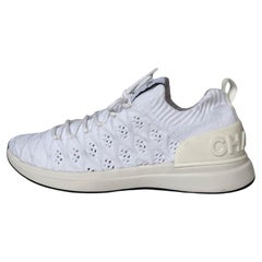 Chanel Weiße gesteppte Strick Socken Low Top Athletic Sneakers Größe 38,5