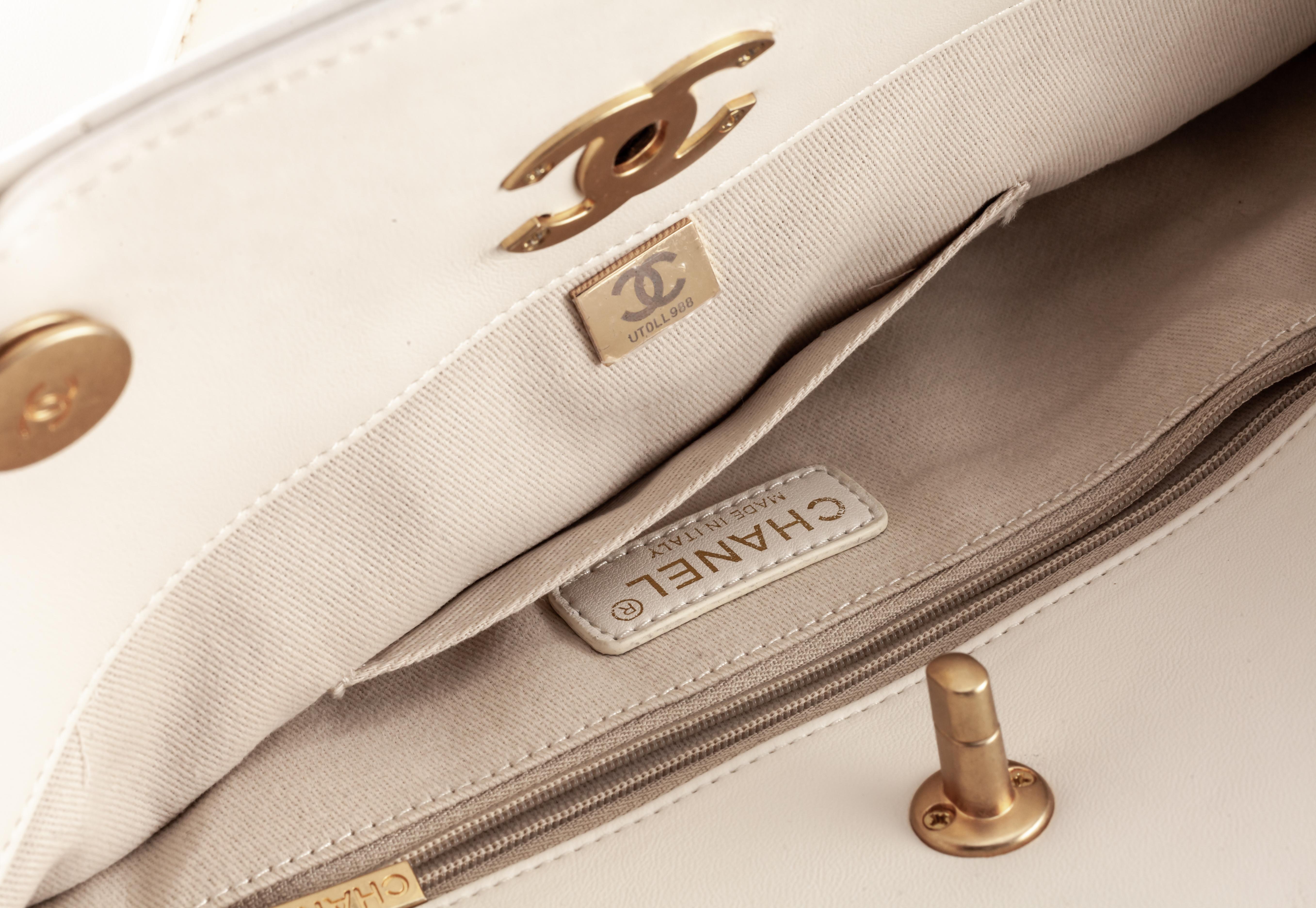 Chanel White Quilted Lambskin 2023 Club Monaco Tote Gold Hardware w/ Card For Sale 3
