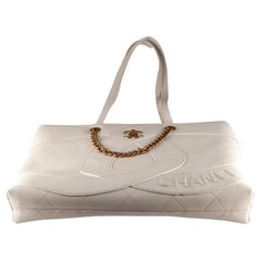 Chanel White Quilted Lambskin 2023 Club Monaco Tote Gold Hardware w/ Card