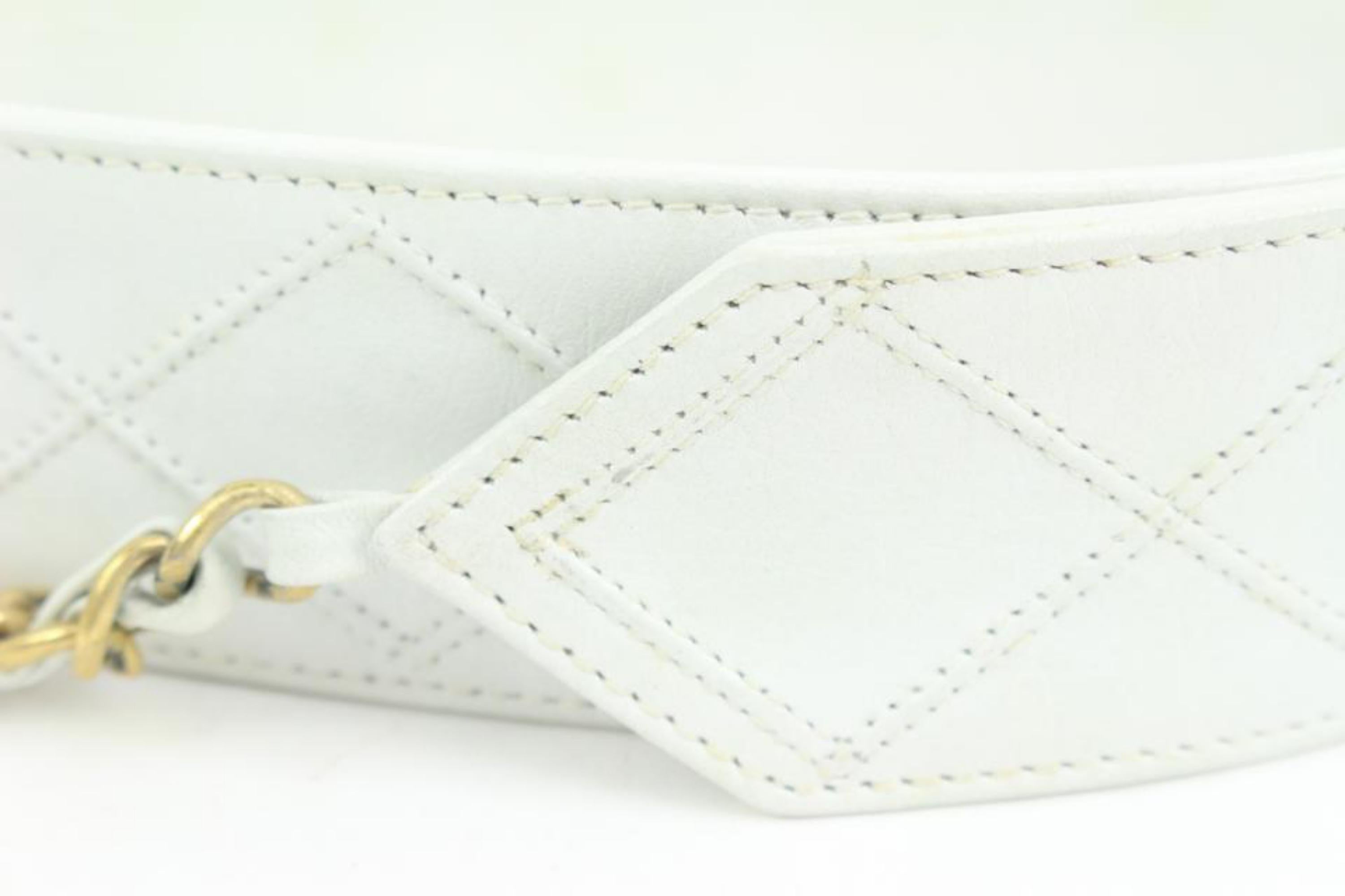 Chanel White Quilted Lambskin Belt with Gold CC Logo on Chain 41ck58 5