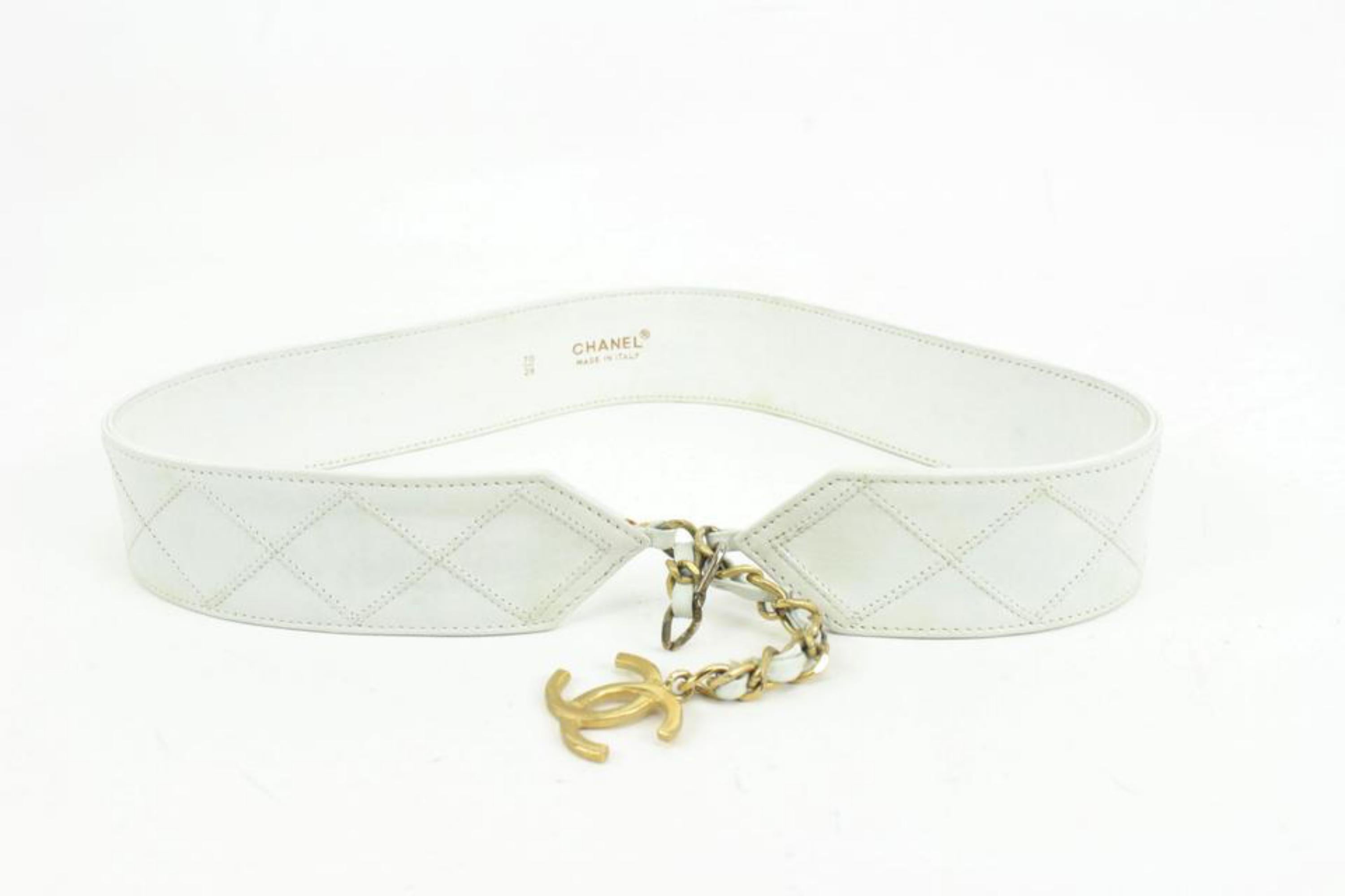 chanel white belt