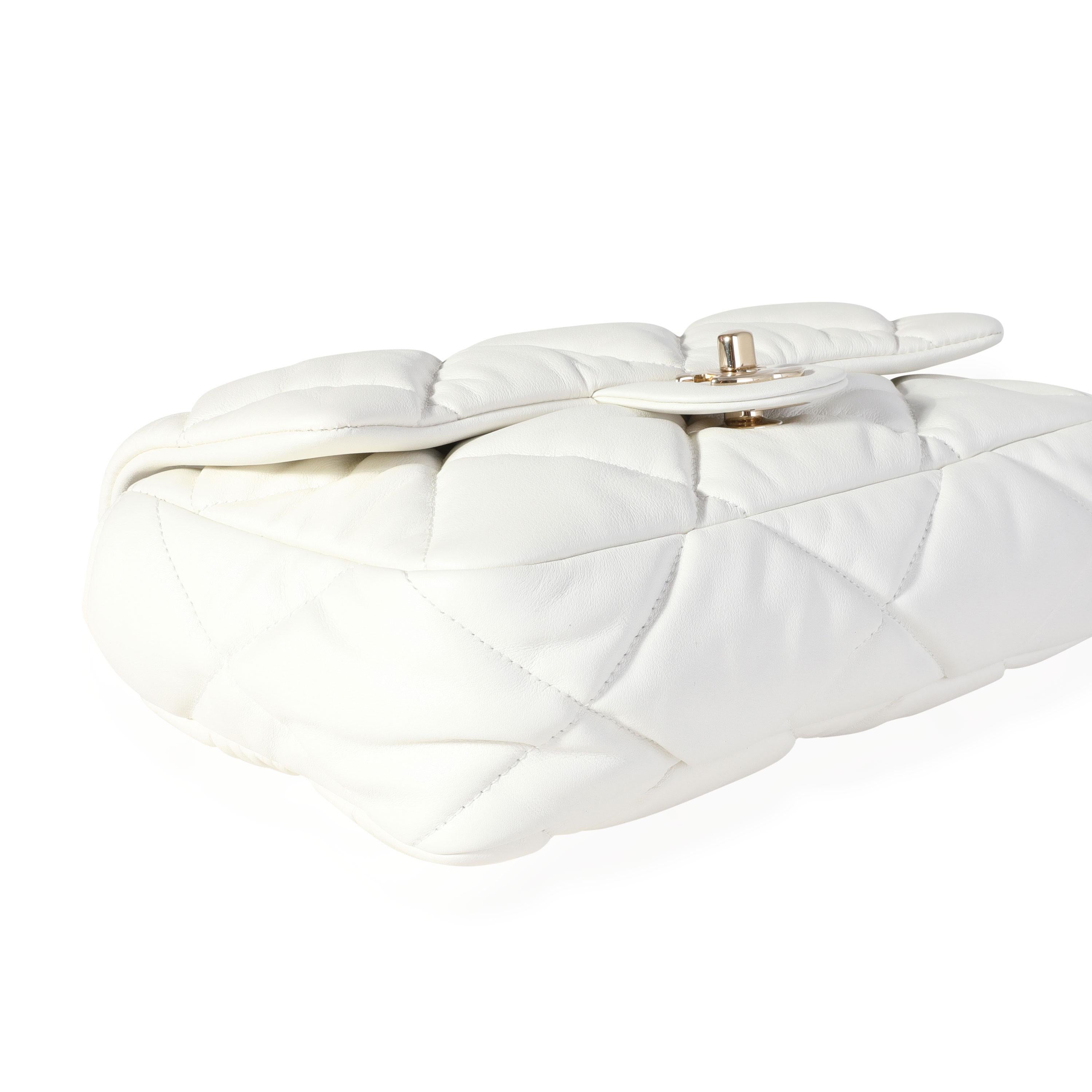 Chanel White Quilted Lambskin Bubble Flap Bag 1
